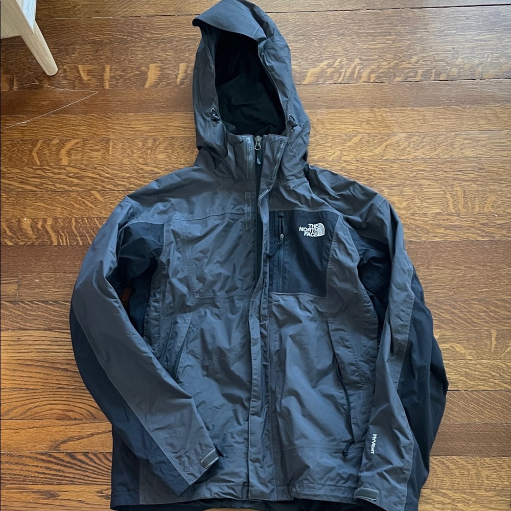 The North Face Men's Hooded Rain Jacket - Black & Grey